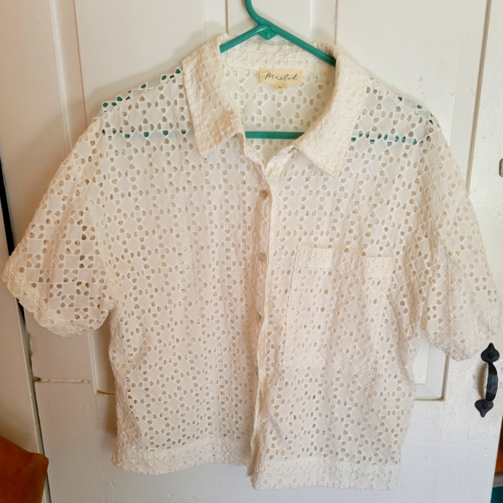 Marled Cream Eyelet Blouse